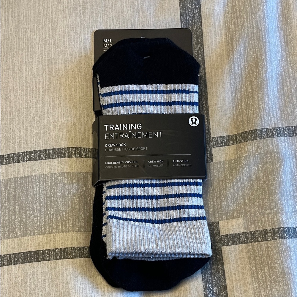 BNWT lululemon athletica Training Crew Socks - Black and White Stripes